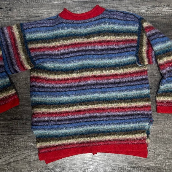 Judith Glee Multicolor Striped Mohair Cardigan with Red Trim - Picture 6 of 6